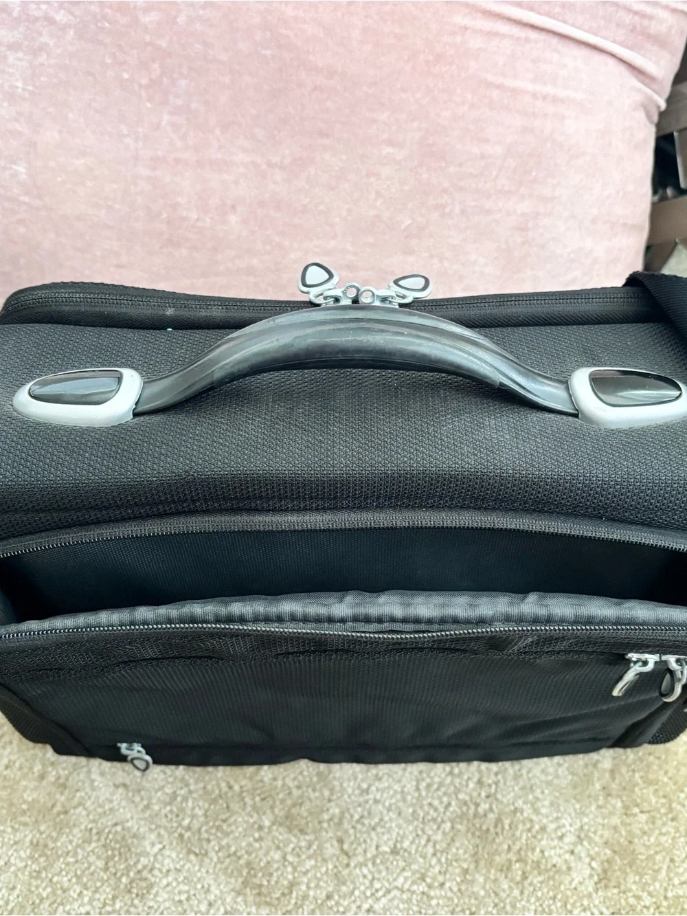 Tumi Black Nylon Laptop Briefcase with Silver Accents